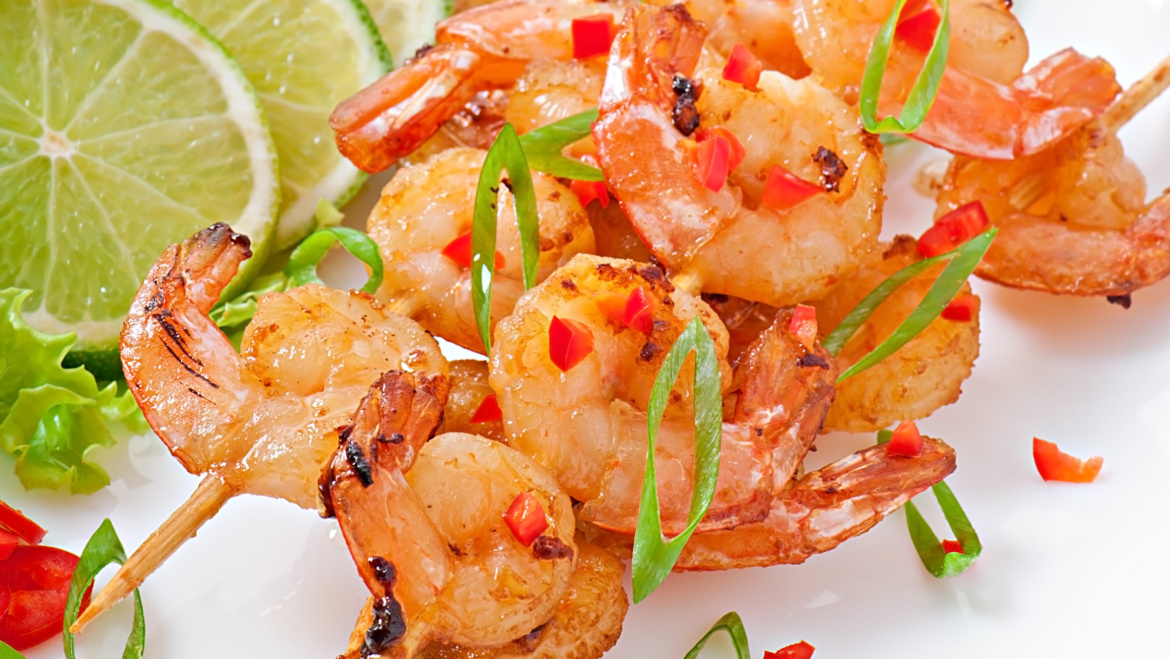Brochette de gambas au citron